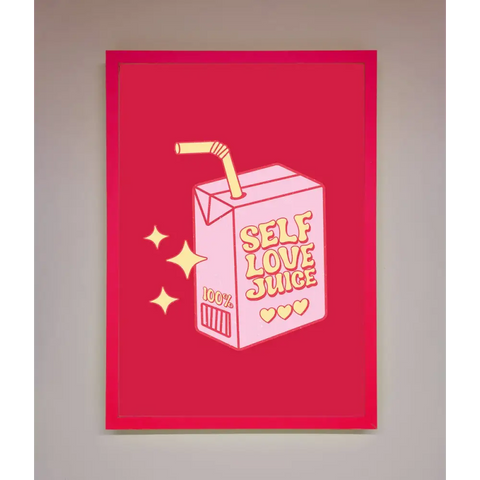 Self Love Juice Framed Poster - A3 (29.7 x 42 cm) / Neon Pink - Framed Print