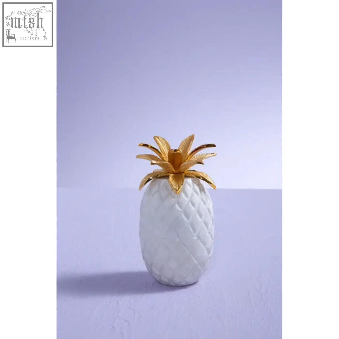 White marble sena pineapple jar with gold leafy top decorative fruit jar for stylish home decor