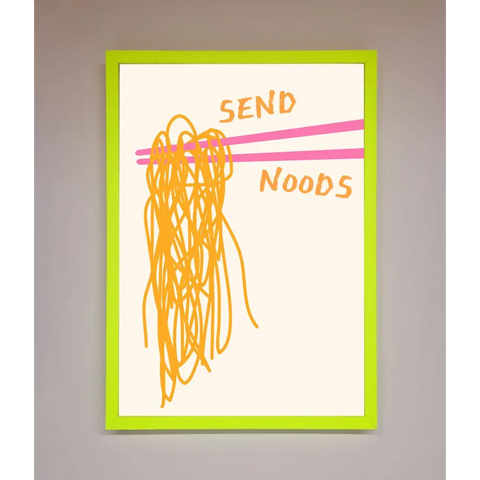 Send Noods Framed Poster - B0 (100 x 141 cm) / Neon Green - Framed Print