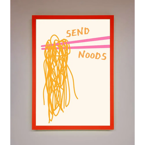 Send Noods Framed Poster - B0 (100 x 141 cm) / Neon Red - Framed Print