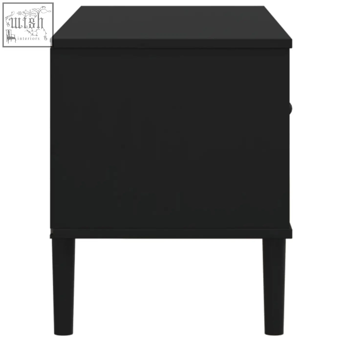 Senja pinewood 106cm black minimalist side table with sleek tapered legs and rustic charm wood tv cabinet style