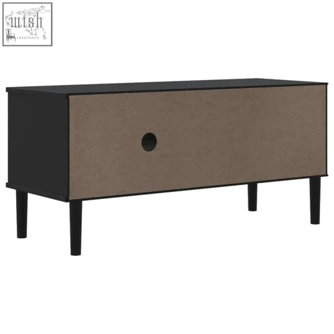 Modern two-tone senja pinewood 106cm wood tv cabinet with matte black top and rustic charm beige front panel