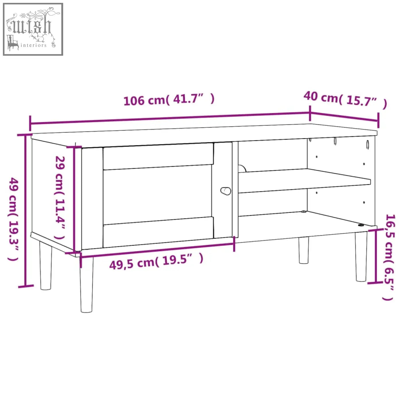 Modern white wood tv cabinet senja pinewood 106cm with single door open shelf and rustic charm design