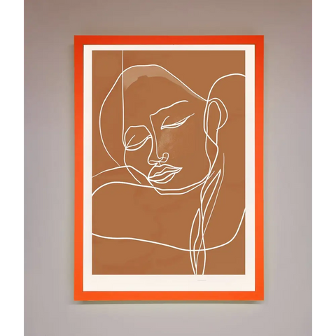 Sepia Lines Framed Wall Art - A3 (29.7 x 42 cm) / Neon Orange - Framed Print