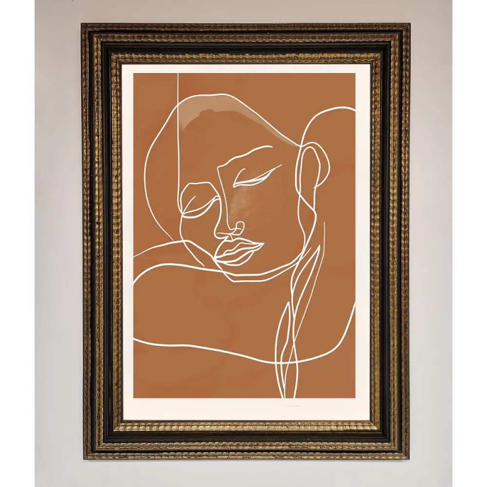 Sepia Lines Framed Wall Art - A3 (29.7 x 42 cm) / Ornate Gold Black - Framed Print