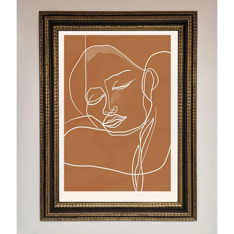 Sepia Lines Framed Wall Art - A3 (29.7 x 42 cm) / Ornate Gold Black - Framed Print