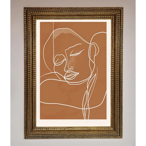 Sepia Lines Framed Wall Art - A3 (29.7 x 42 cm) / Ornate Gold - Framed Print