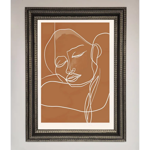 Sepia Lines Framed Wall Art - A3 (29.7 x 42 cm) / Ornate Silver Black - Framed Print