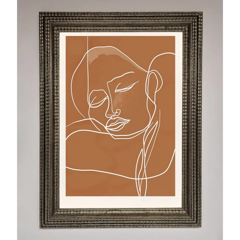 Sepia Lines Framed Wall Art - A3 (29.7 x 42 cm) / Ornate Silver - Framed Print