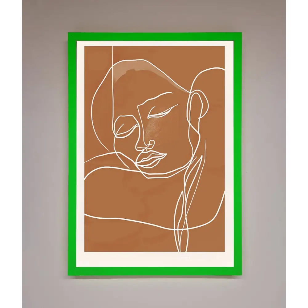 Sepia Lines Framed Wall Art - B0 (100 x 141 cm) / Neon Dark Green - Framed Print
