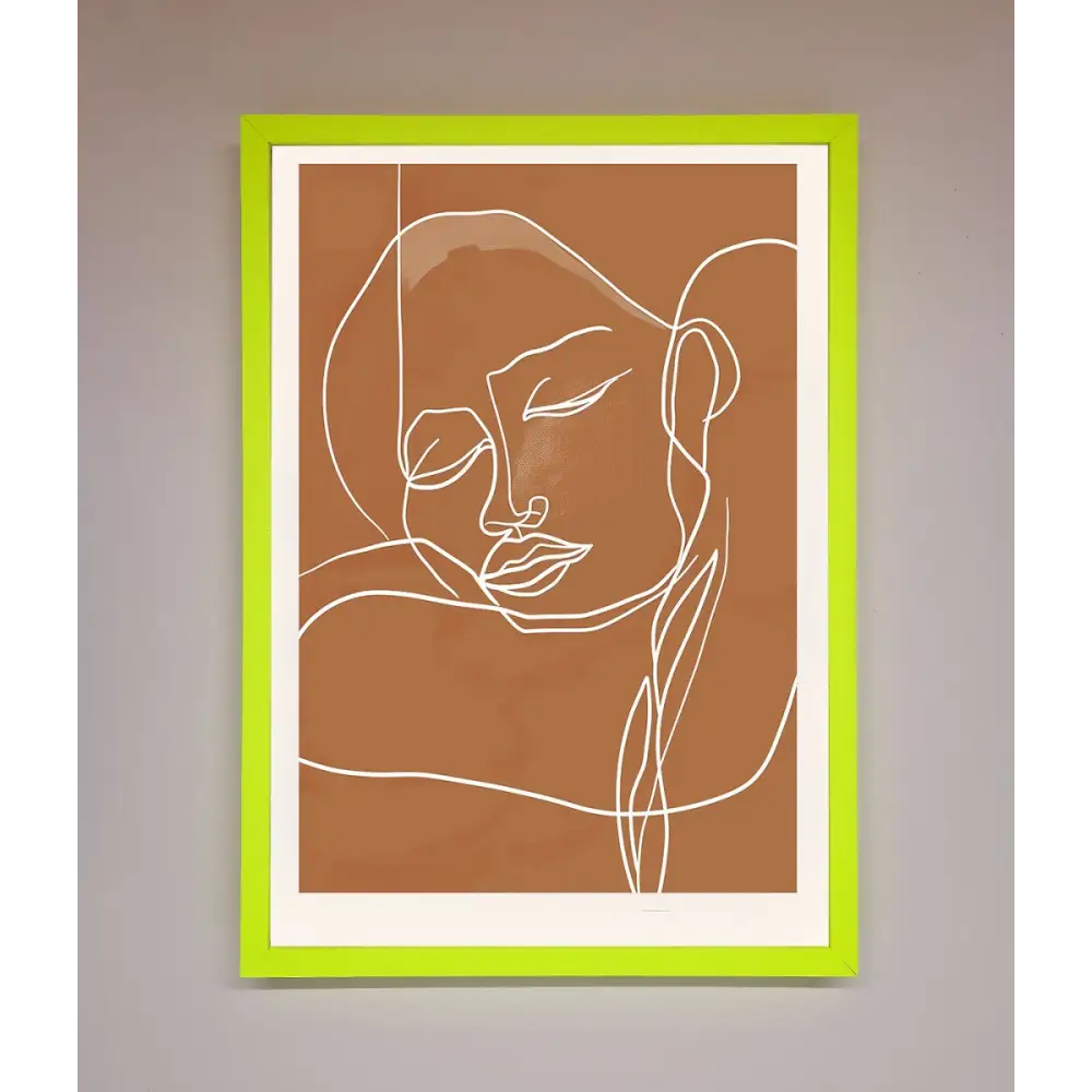 Sepia Lines Framed Wall Art - B0 (100 x 141 cm) / Neon Green - Framed Print