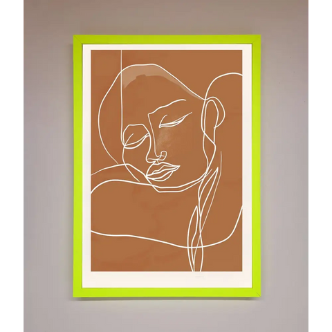 Sepia Lines Framed Wall Art - B0 (100 x 141 cm) / Neon Green - Framed Print
