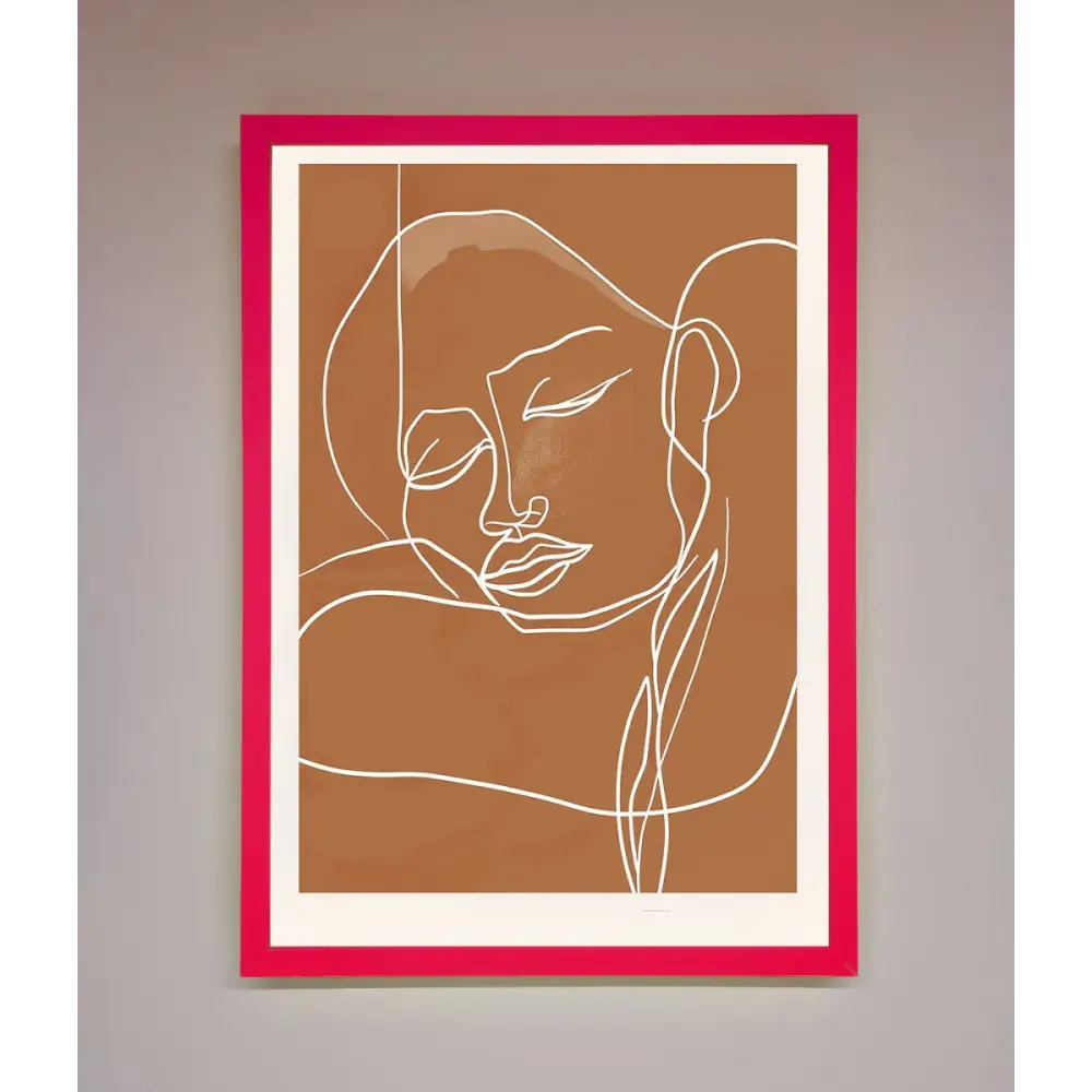 Sepia Lines Framed Wall Art - B0 (100 x 141 cm) / Neon Pink - Framed Print