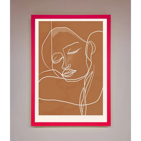 Sepia Lines Framed Wall Art - B0 (100 x 141 cm) / Neon Pink - Framed Print
