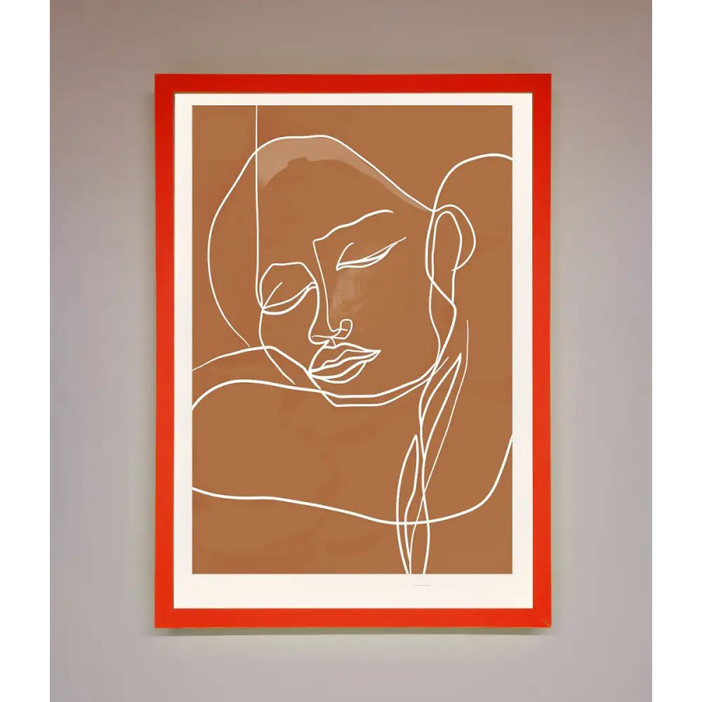 Sepia Lines Framed Wall Art - B0 (100 x 141 cm) / Neon Red - Framed Print