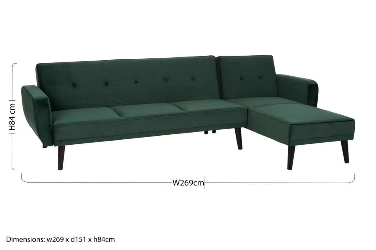 Dark green velvet serene 3 seat green sofa bed with tufted backrest and wooden legs perfect green sofa bed option