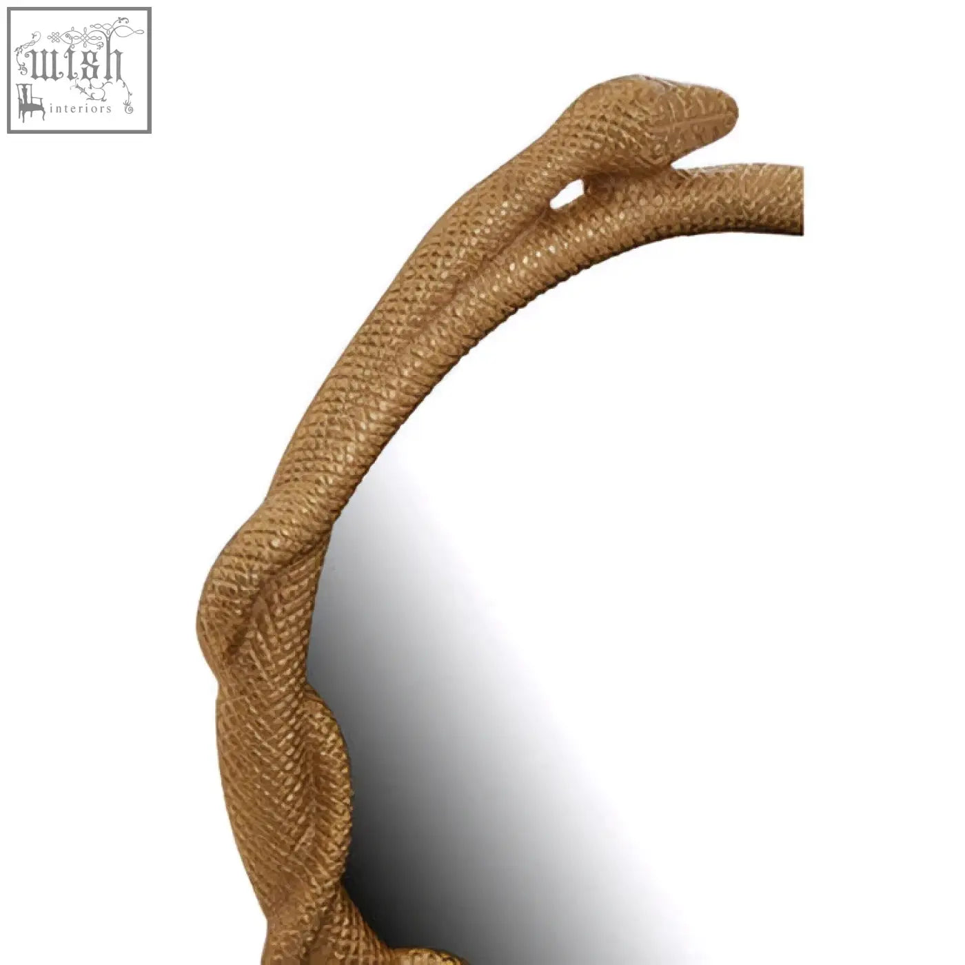 Tan braided rope frame with dramatic texture on serpent wall mirror adds a unique touch to any wall mirror setup