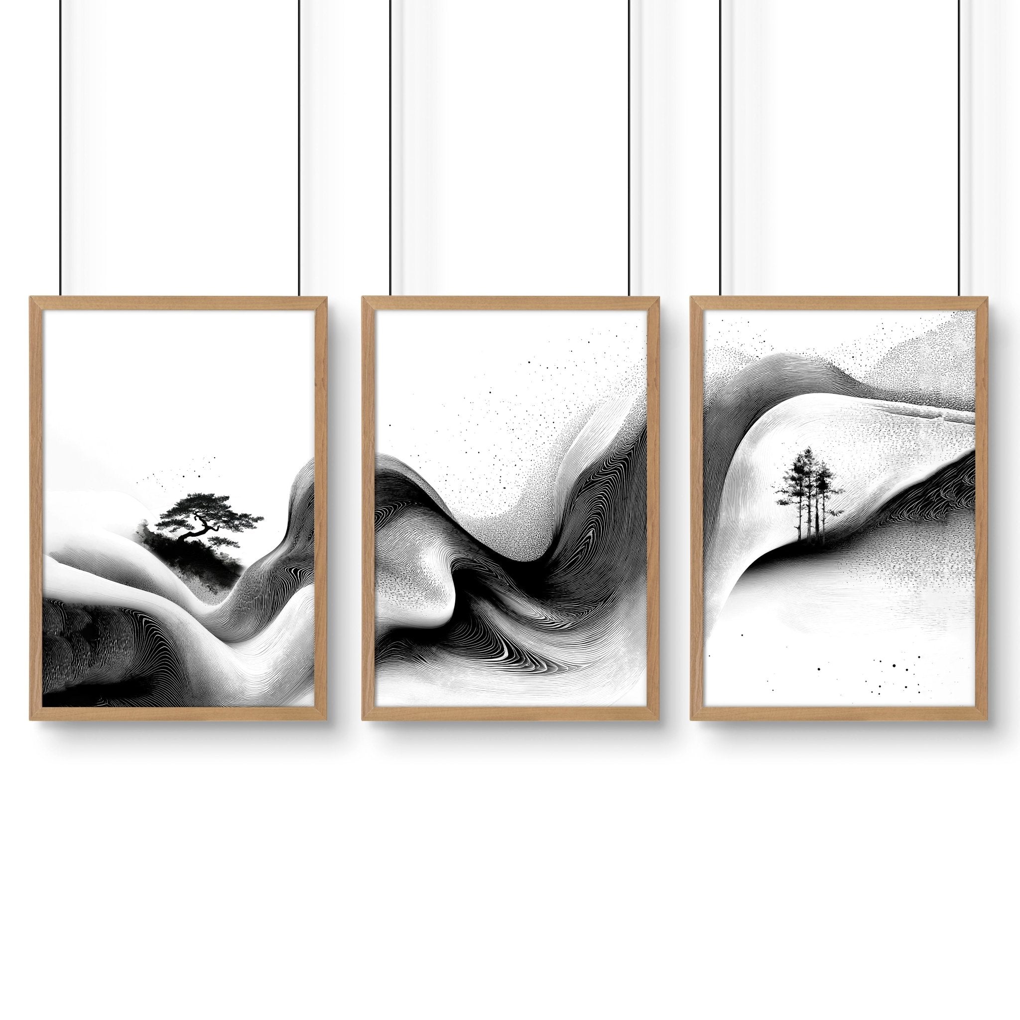 Set of Three Framed Wall Art | Set of 3 Asian Inspired Wall art Prints