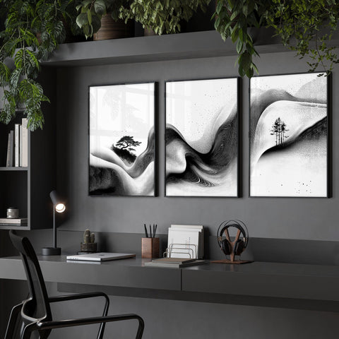 Set of Three Framed Wall Art | Set of 3 Asian Inspired Wall art Prints
