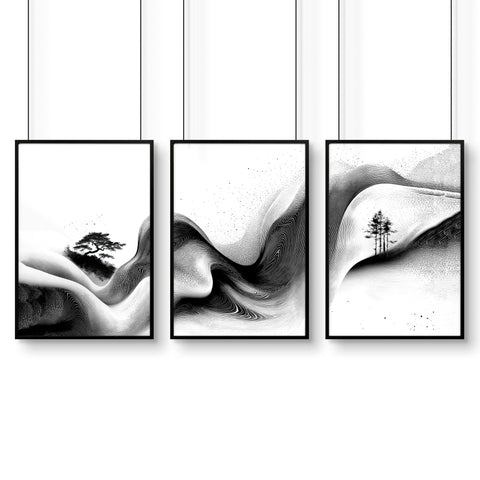 Set of Three Framed Wall Art | Set of 3 Asian Inspired Wall art Prints