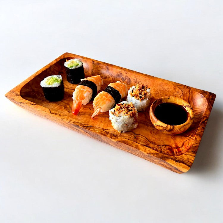 Olive Wood Rectangular Serving Tray 27x14cm | Wooden Cheese & Appetizer Platter