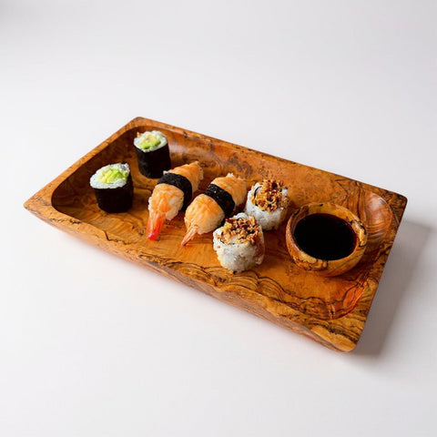 Olive Wood Rectangular Serving Tray 27x14cm | Wooden Cheese & Appetizer Platter