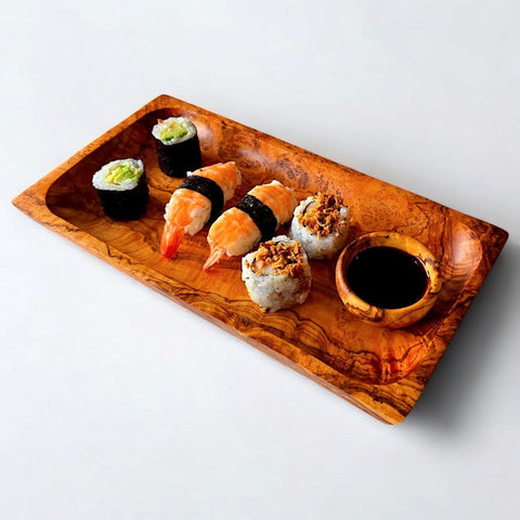 Olive Wood Rectangular Serving Tray 27x14cm | Wooden Cheese & Appetizer Platter