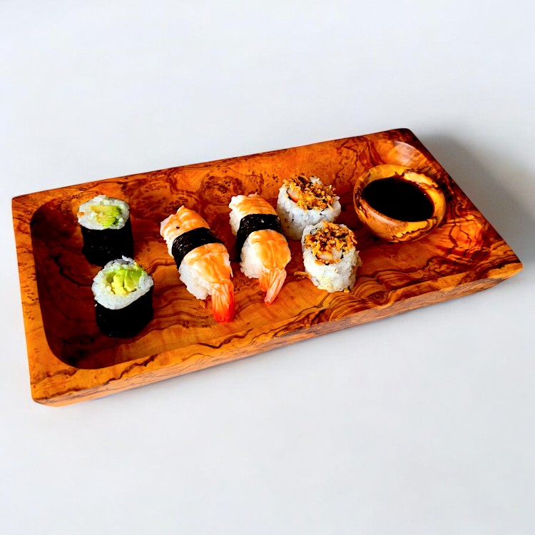 Olive Wood Rectangular Serving Tray 27x14cm | Wooden Cheese & Appetizer Platter
