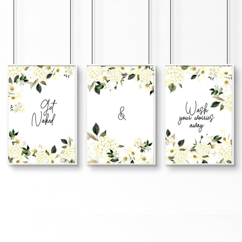Wall art bathroom | set of 3 framed bathroom prints