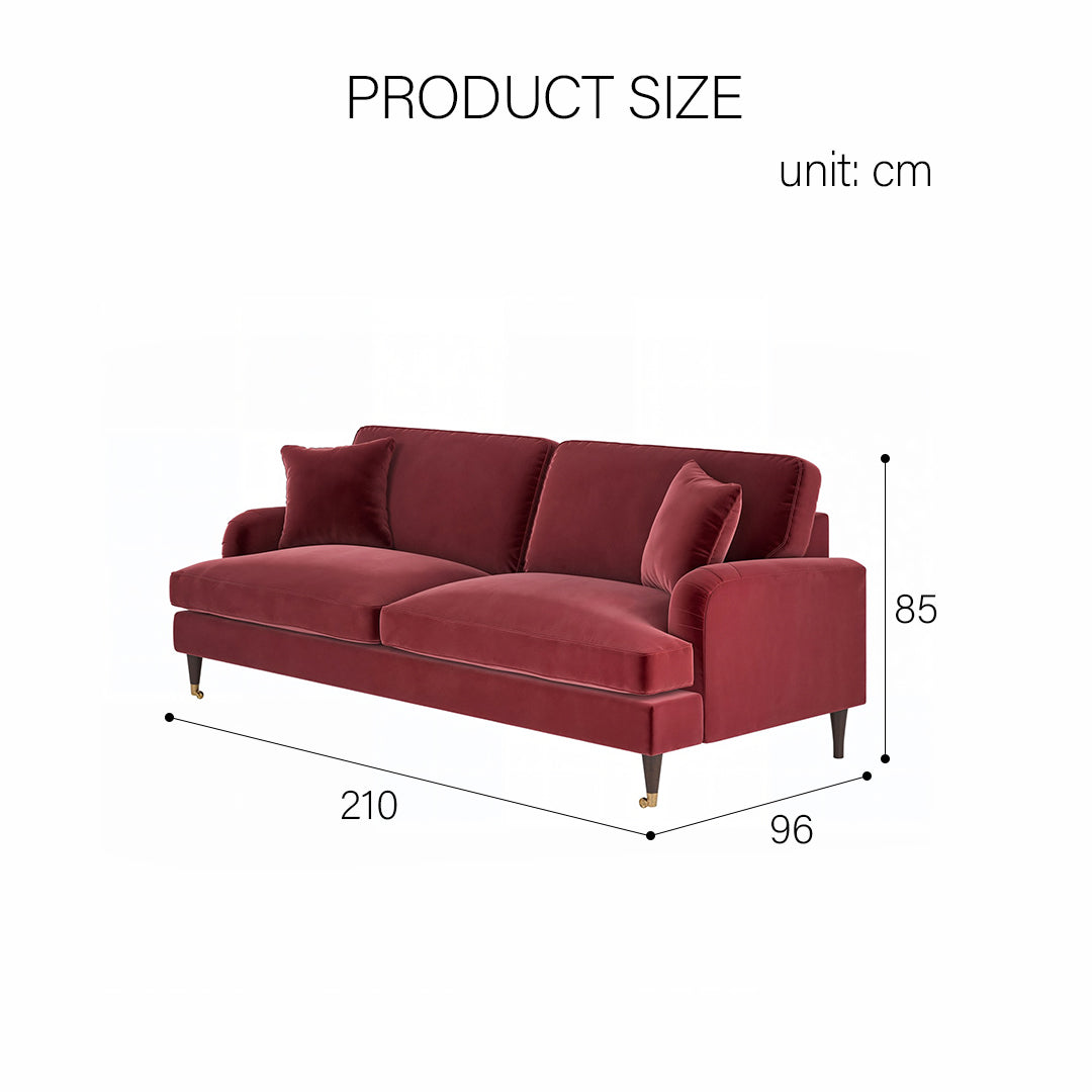 Shafique Two Seater Sofa, Loveseat, Velvet or Linen