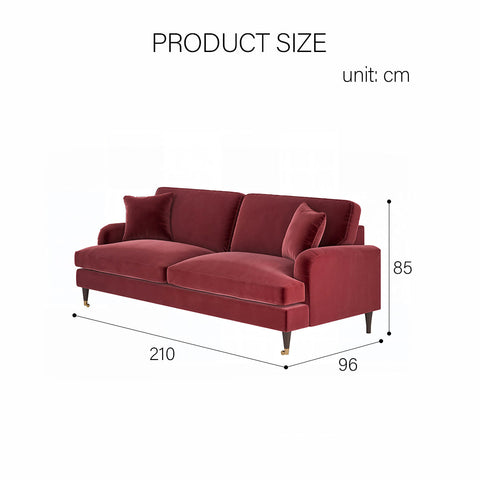 Shafique Two Seater Sofa, Loveseat, Velvet or Linen