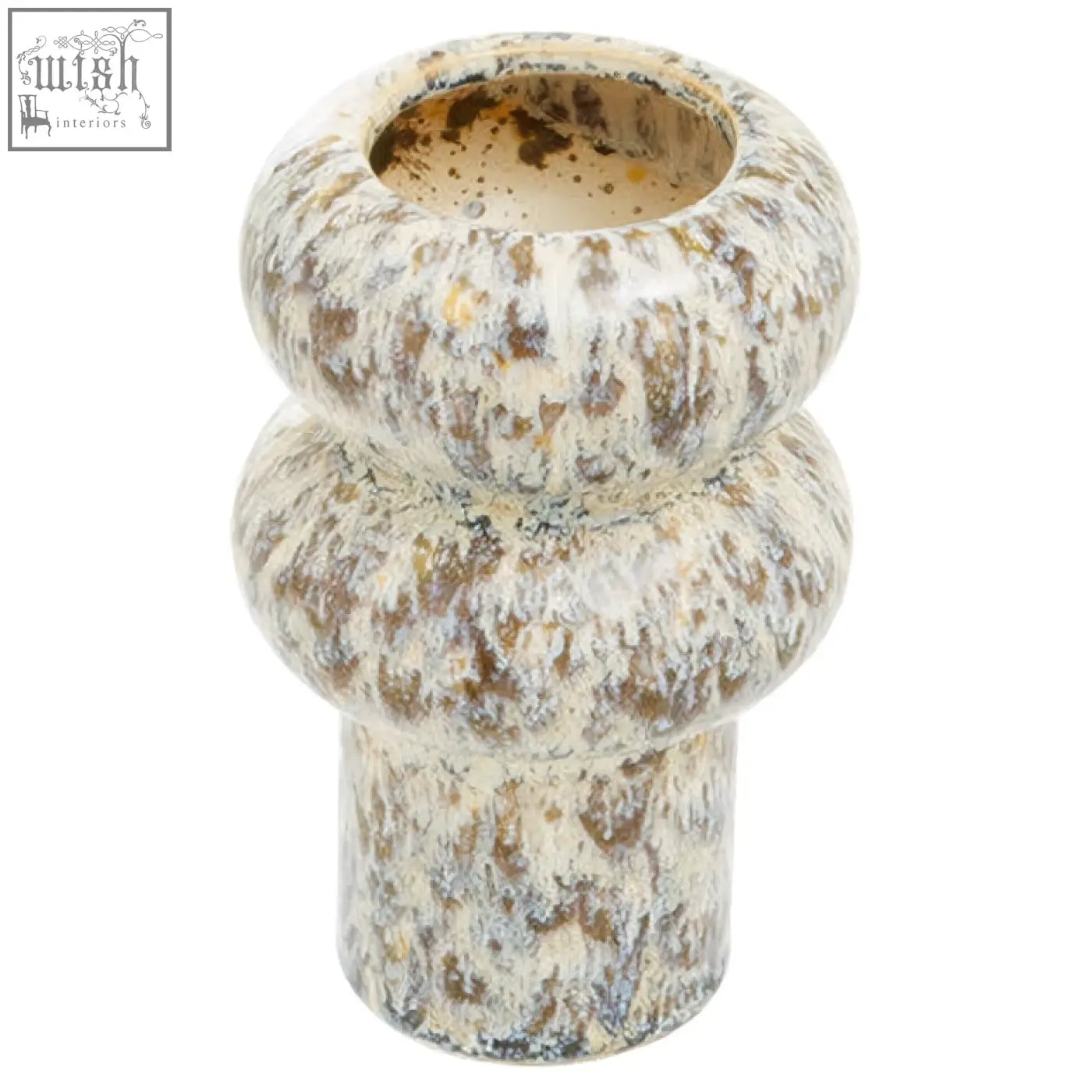Shai small speckled vase with a textured, earthy-toned ceramic stacked bulbous design perfect for home decor