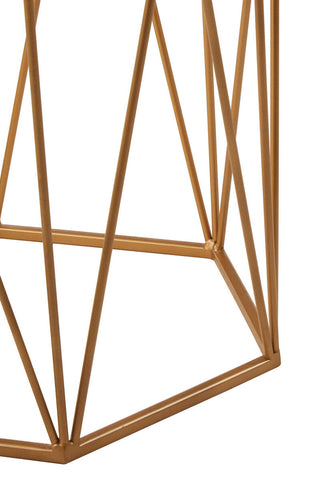 Gold-toned shalimar marble top side table with geometric base and sleek marble surface for a modern look