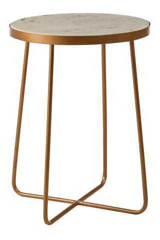 Shalimar Round Marble top Side Table With Cross Base