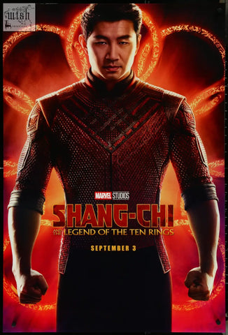 Shang-chi and the legend of the ten rings 2021 original us one sheet movie poster featuring red and black armored suit