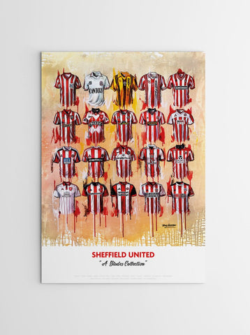 Sheffield United FC Shirts - A2 Signed Limited Edition Prints