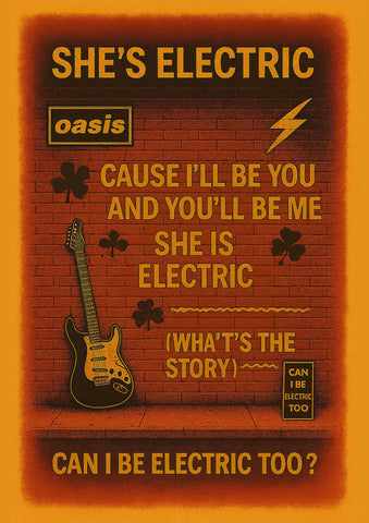 Black and yellow electric guitar leaning against a brick wall with graffiti wall art for an at-home bar vibe