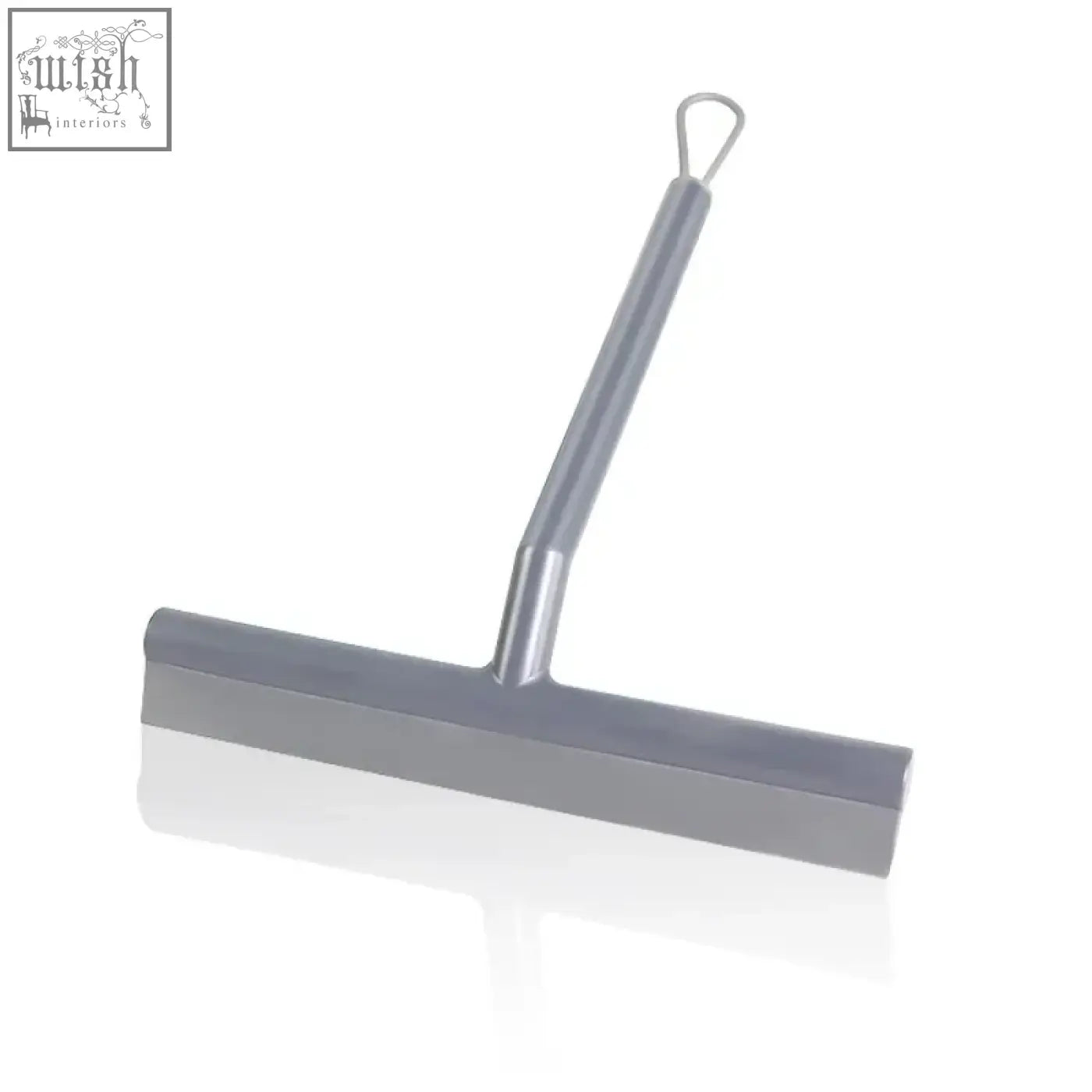 Silver metal window glass wiper with sturdy handle and looped top for hanging perfect for glass wiper cleaning tasks