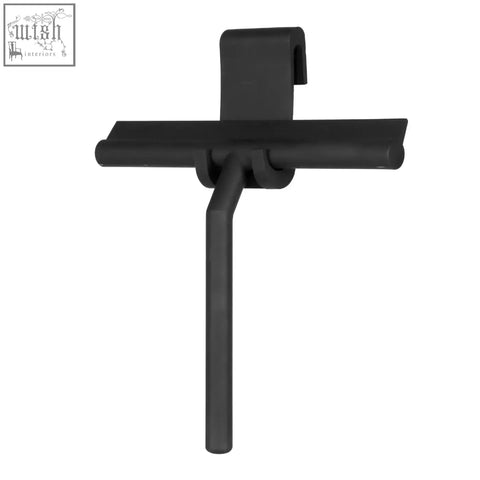 Black matte window glass wiper with sturdy handle and curved silicone blade for shower and bathroom mirror cleaning