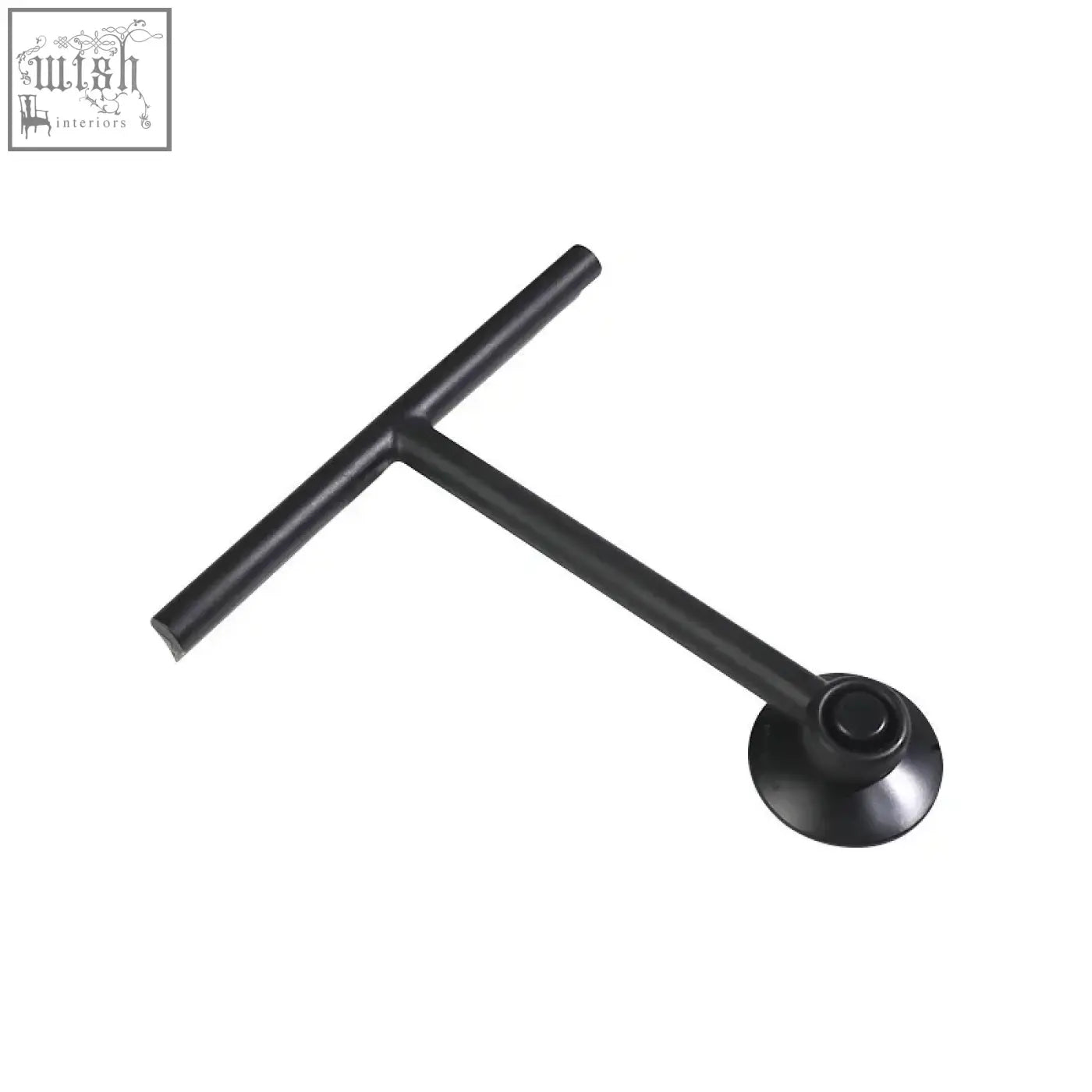 Black t-shaped silicone window glass wiper with matte finish and circular suction cup base for easy bathroom use