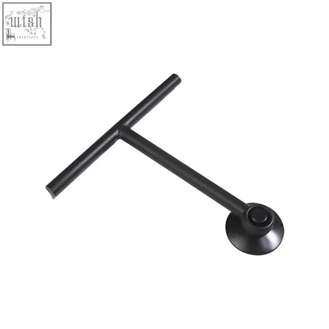 Black t-shaped silicone window glass wiper with matte finish and circular suction cup base for easy bathroom use