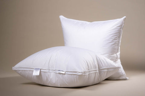 White siberian goose down big square pillow with plush smooth fabric cover and subtle stitching details