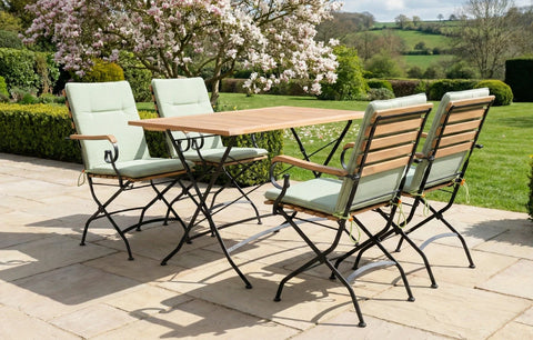 Sicily 4 Seater Teak and Wrought Iron Rectangular 120cm Garden Dining Set
