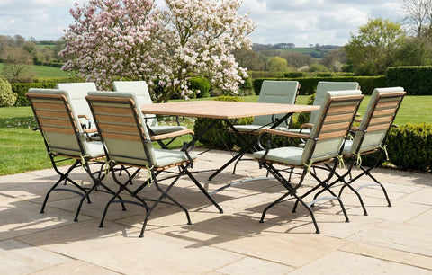 Sicily 8 Seater Teak and Wrought Iron Square 140cm Garden Dining Set