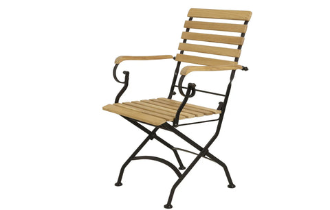 Sicily 4 Seater Teak and Wrought Iron Rectangular 120cm Garden Dining Set