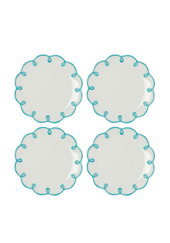 Sky Blue Scalloped Side Plates - Set of 4