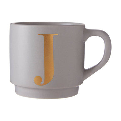 Signet Grey Monogram Mug, J