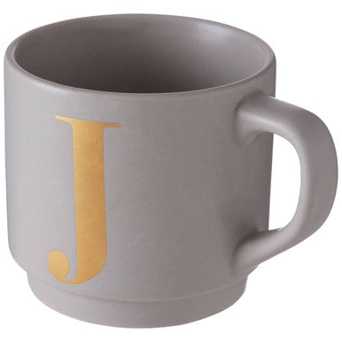 Signet Grey Monogram Mug, J