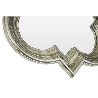 Silver-framed simi wall mirror with decorative zigzag edge design perfect for stylish wall decor