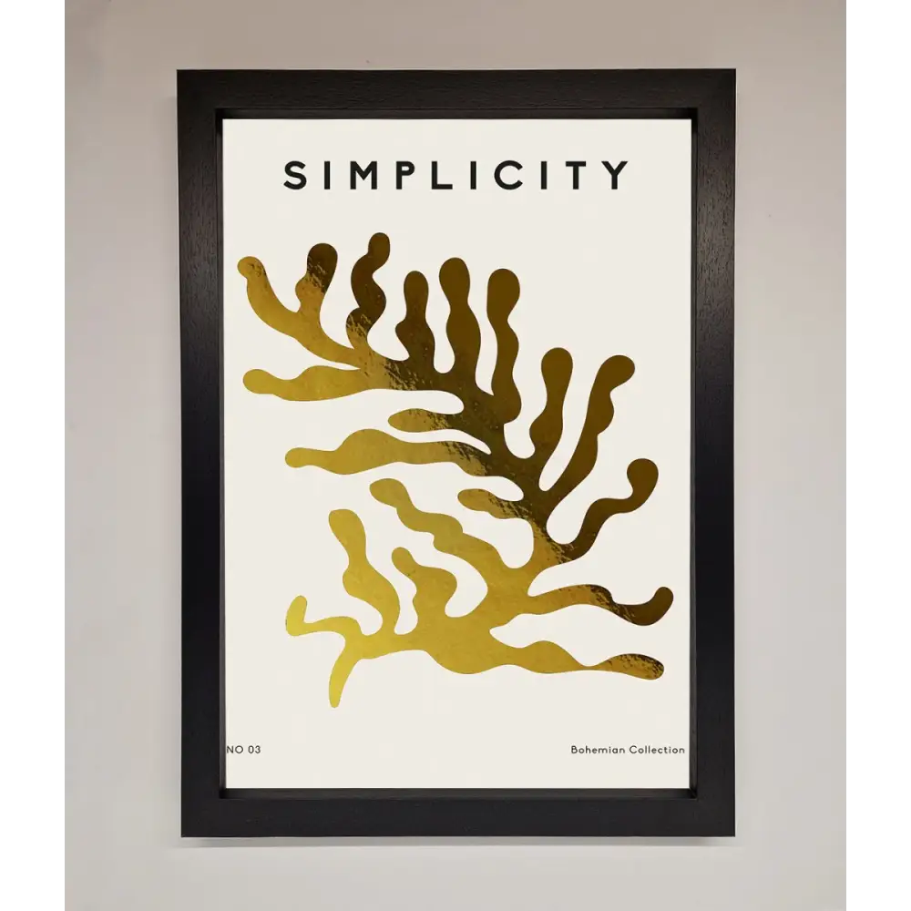 Simplicity Plant Foil Print - A3 (29.7 x 42 cm) / Black - Framed Print